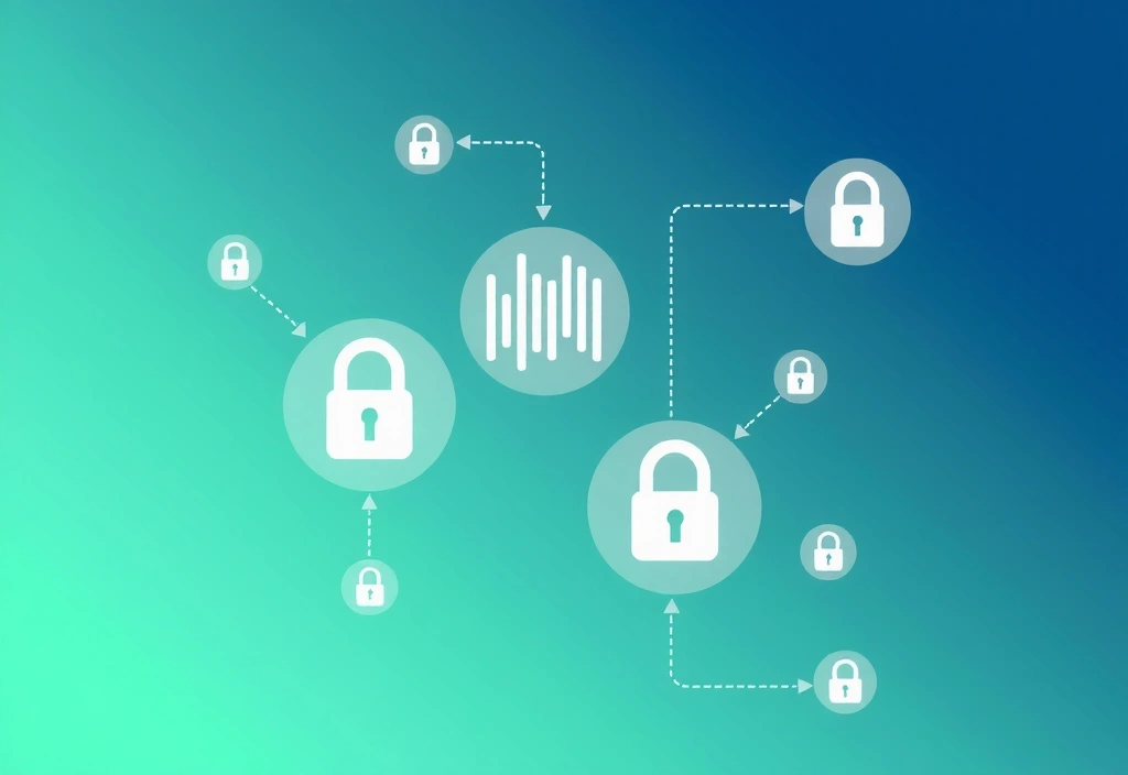 Illustration de la collecte de données, avec des icônes de confidentialité et de cadenas